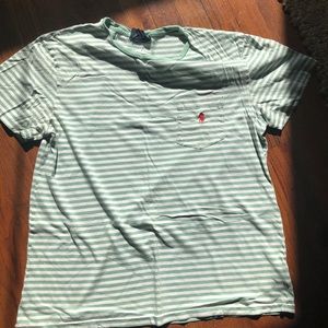 Striped light green polo tee